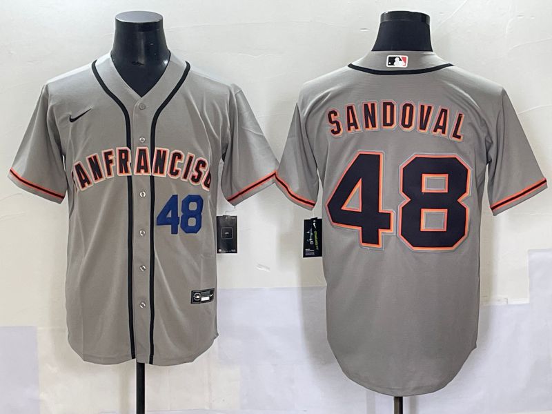 Men 2025 San Francisco Giants 48 Sandoval Grey Game Nike MLB Jersey style 3